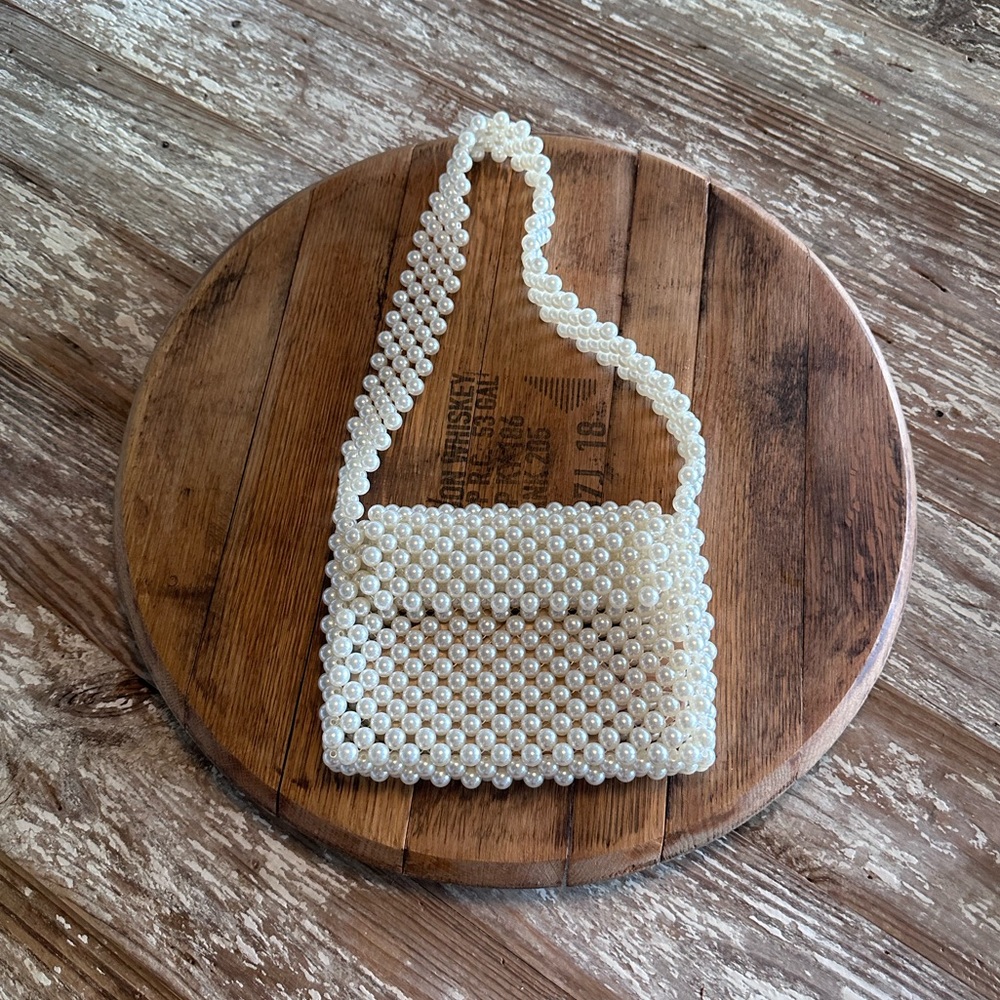 Fully Pearl-Beaded Shoulder Bag